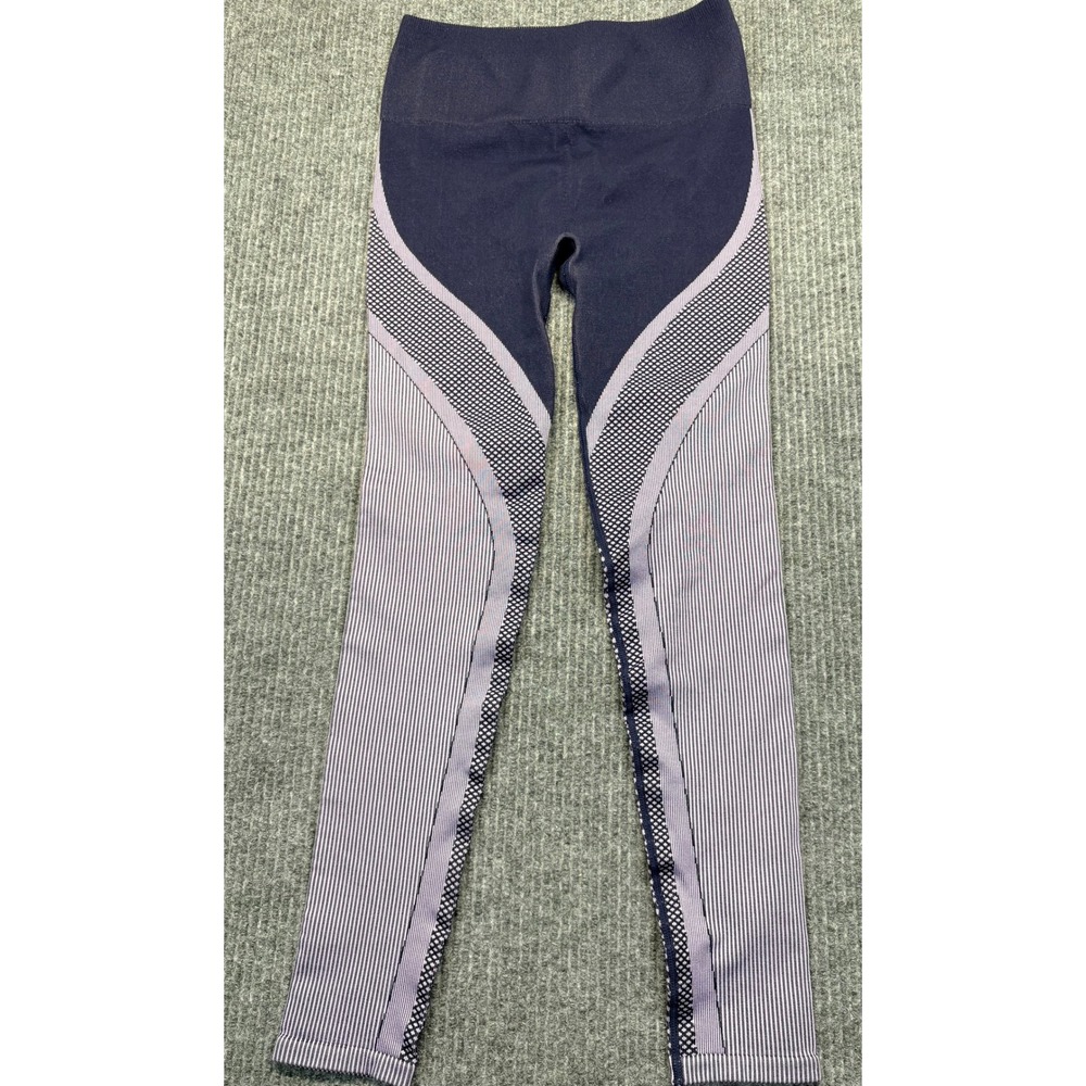 Fabletics Womens Small Purple Seamless Striped Leggings LG1939127-08-17030